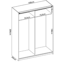 Armoire Nuptse, Porte-manteau Pour Chambre, Armoire Avec 2 Portes Coulissantes, 150x65h204 Cm, Blanc 9 Armoire Nuptse, Porte-manteau Pour Chambre, Armoire Avec 2 Portes Coulissantes, 150x65h204 Cm, Blanc -Sominova Soldes Boutique armoire et dressing 22792919