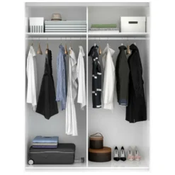 Armoire Nuptse, Porte-manteau Pour Chambre, Armoire Avec 2 Portes Coulissantes, 150x65h204 Cm, Blanc 11 Armoire Nuptse, Porte-manteau Pour Chambre, Armoire Avec 2 Portes Coulissantes, 150x65h204 Cm, Blanc -Sominova Soldes Boutique armoire et dressing 22792923