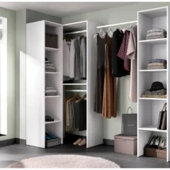 Armoire Plose, Structure Pour Dressing D'angle, Porte-manteau D'angle Ouvert, 226x79h186 Cm, Blanc -Sominova Soldes Boutique armoire et dressing 22793297