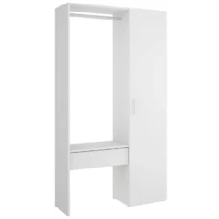 Armoire Weisshorn, Structure Pour Dressing, Portemanteau Ouvert, 98x42h187 Cm, Blanc