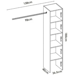 Armoire Presanella, Structure Pour Dressing, Portemanteau Ouvert, 138x40h186 Cm, Blanc 8 Armoire Presanella, Structure Pour Dressing, Portemanteau Ouvert, 138x40h186 Cm, Blanc -Sominova Soldes Boutique armoire et dressing 22793645