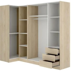 Armoire Sucso, Meuble D'angle Pour Chambre à Coucher, Armoire D'angle Avec 5 Portes Battantes, 214x91h184 Cm, Chêne -Sominova Soldes Boutique armoire et dressing 22793693