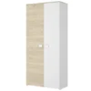 Armoire Jungfrau, Portemanteau Pour Chambre, Armoire Avec 2 Portes Battantes, 90x52h205 Cm, Chêne Et Blanc