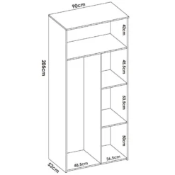 Armoire Jungfrau, Portemanteau Pour Chambre, Armoire Avec 2 Portes Battantes, 90x52h205 Cm, Chêne Et Blanc -Sominova Soldes Boutique armoire et dressing 22793773