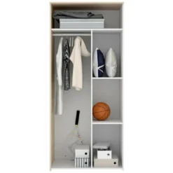 Armoire Jungfrau, Portemanteau Pour Chambre, Armoire Avec 2 Portes Battantes, 90x52h205 Cm, Chêne Et Blanc -Sominova Soldes Boutique armoire et dressing 22793777
