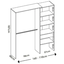 Armoire Lhotse, Structure Pour Dressing, Portemanteau Ouvert, 160x40h187 Cm, Blanc -Sominova Soldes Boutique armoire et dressing 22793795