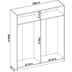 Armoire Prado, Portemanteau Pour Chambre, Armoire Avec 4 Portes Battantes, 180x52h204 Cm, Blanc -Sominova Soldes Boutique armoire et dressing 22793845
