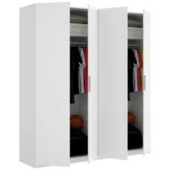 Armoire Prado, Portemanteau Pour Chambre, Armoire Avec 4 Portes Battantes, 180x52h204 Cm, Blanc -Sominova Soldes Boutique armoire et dressing 22793849