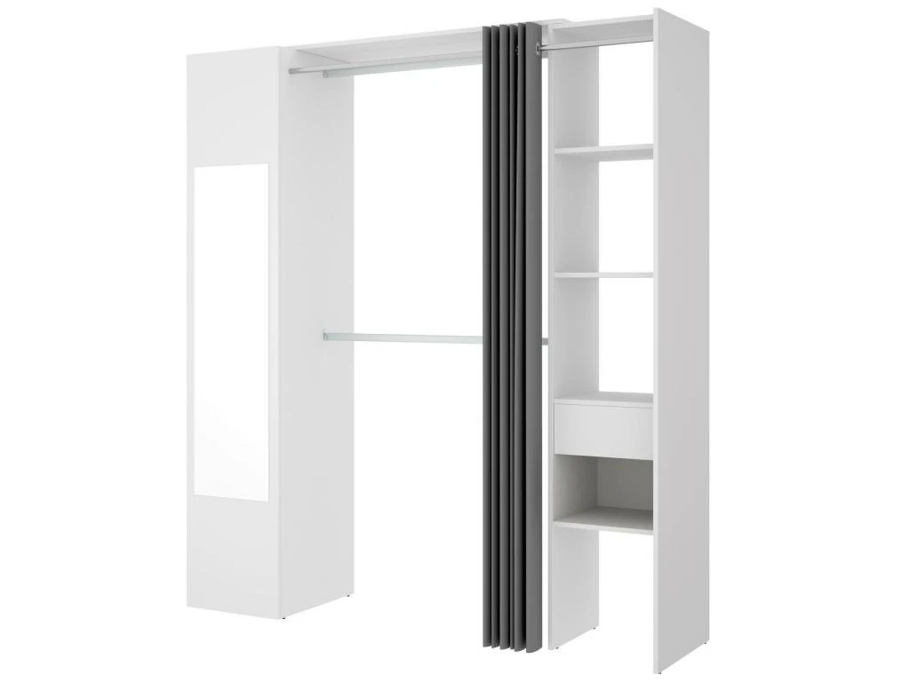 Armoire Rigi, Structure Pour Dressing, Portemanteau Ouvert, 177x52h205 Cm, Blanc Et Anthracite 3 Armoire Rigi, Structure Pour Dressing, Portemanteau Ouvert, 177x52h205 Cm, Blanc Et Anthracite