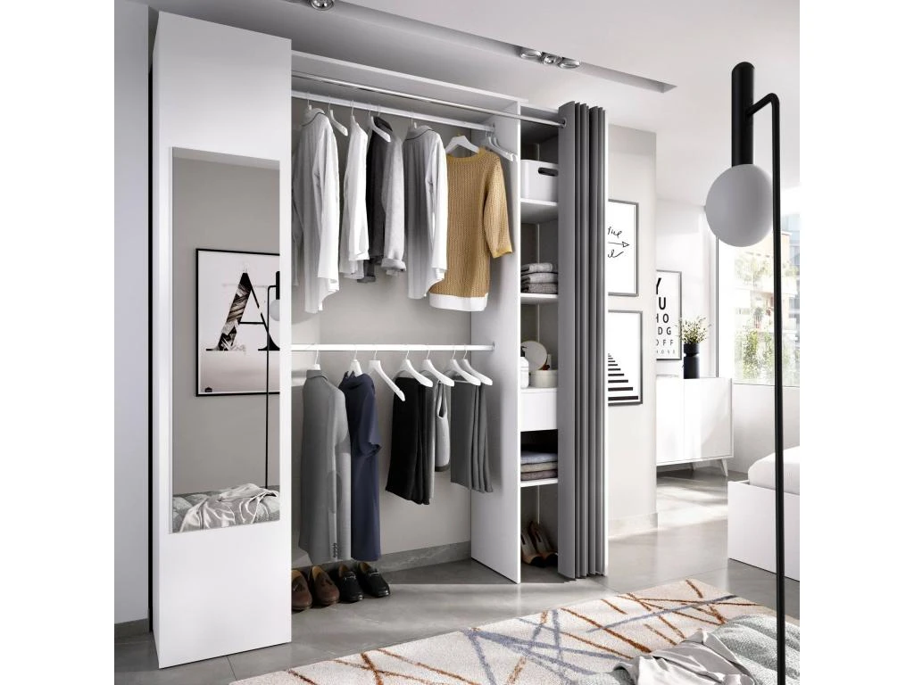 Armoire Rigi, Structure Pour Dressing, Portemanteau Ouvert, 177x52h205 Cm, Blanc Et Anthracite 4 Armoire Rigi, Structure Pour Dressing, Portemanteau Ouvert, 177x52h205 Cm, Blanc Et Anthracite – Image 2