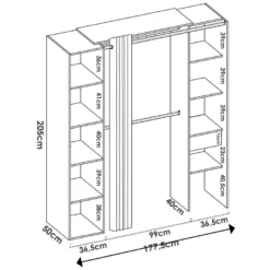 Armoire Rigi, Structure Pour Dressing, Portemanteau Ouvert, 177x52h205 Cm, Blanc Et Anthracite 9 Armoire Rigi, Structure Pour Dressing, Portemanteau Ouvert, 177x52h205 Cm, Blanc Et Anthracite -Sominova Soldes Boutique armoire et dressing 22793927