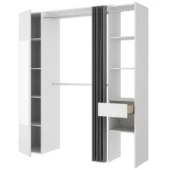 Armoire Rigi, Structure Pour Dressing, Portemanteau Ouvert, 177x52h205 Cm, Blanc Et Anthracite 11 Armoire Rigi, Structure Pour Dressing, Portemanteau Ouvert, 177x52h205 Cm, Blanc Et Anthracite -Sominova Soldes Boutique armoire et dressing 22793931