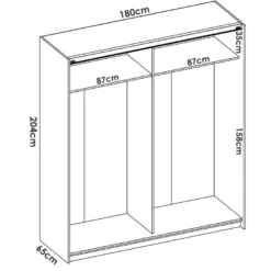 Armoire Saltoro, Porte-manteau Pour Chambre, Armoire Avec 2 Portes Coulissantes, 180x65h204 Cm, Blanc -Sominova Soldes Boutique armoire et dressing 22793943