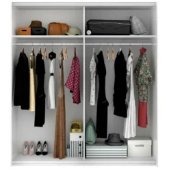 Armoire Saltoro, Porte-manteau Pour Chambre, Armoire Avec 2 Portes Coulissantes, 180x65h204 Cm, Blanc -Sominova Soldes Boutique armoire et dressing 22793947