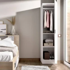 Armoire Cusna, Porte-manteau Pour Chambre, Armoire Avec 1 Porte Simple, 41x52h184 Cm, Blanc -Sominova Soldes Boutique armoire et dressing 22793975