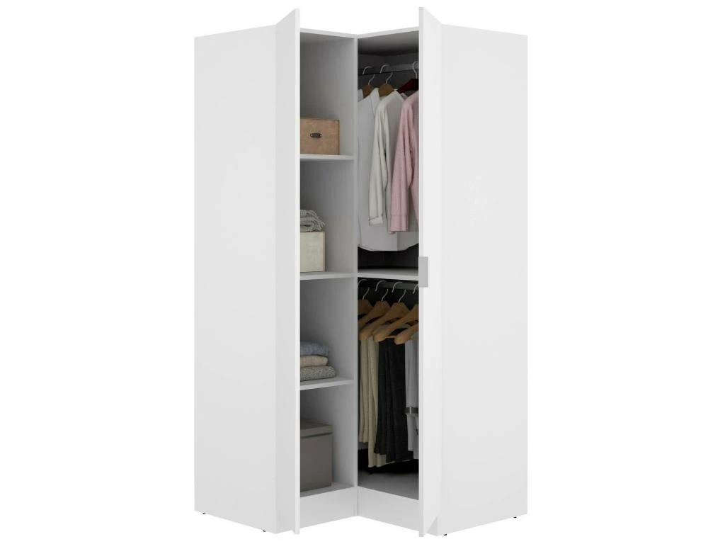 Armoire Dcipo, Meuble D'angle Pour Chambre à Coucher, Armoire D'angle Avec 2 Portes Battantes, 91x93h184 Cm, Blanc 7 Armoire Dcipo, Meuble D'angle Pour Chambre à Coucher, Armoire D'angle Avec 2 Portes Battantes, 91x93h184 Cm, Blanc – Image 5