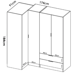 Armoire Dmellin, Meubles D'angle Pour Chambre à Coucher, Armoire D'angle Avec 4 Portes Battantes, 174x91h184 Cm, Chêne -Sominova Soldes Boutique armoire et dressing 22896451