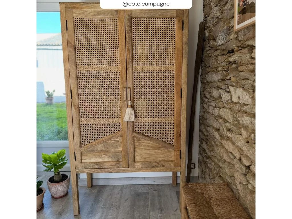 Armoire Tiki En Cannage 2 Portes En Bois 4 Armoire Tiki En Cannage 2 Portes En Bois â Image 2