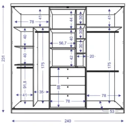 Armoire 2 Portes Coulissantes - Miroir Et Tiroirs - L240cm - Coloris : Naturel Et Noir - BODIL -Sominova Soldes Boutique armoire et dressing 4007275