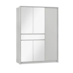 Armoire 5 Portes Et 1 Tiroir - Avec Miroir - L157 Cm - Blanc - ZADIA -Sominova Soldes Boutique armoire et dressing 499237