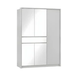 Armoire 5 Portes Et 1 Tiroir - Avec Miroir - L157 Cm - Blanc - ZADIA -Sominova Soldes Boutique armoire et dressing 499633
