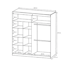 Armoire 2 Portes Coulissantes - Avec Miroir - L203 Cm - Blanc - ROVINJA 12 Armoire 2 Portes Coulissantes - Avec Miroir - L203 Cm - Blanc - ROVINJA -Sominova Soldes Boutique armoire et dressing 500031