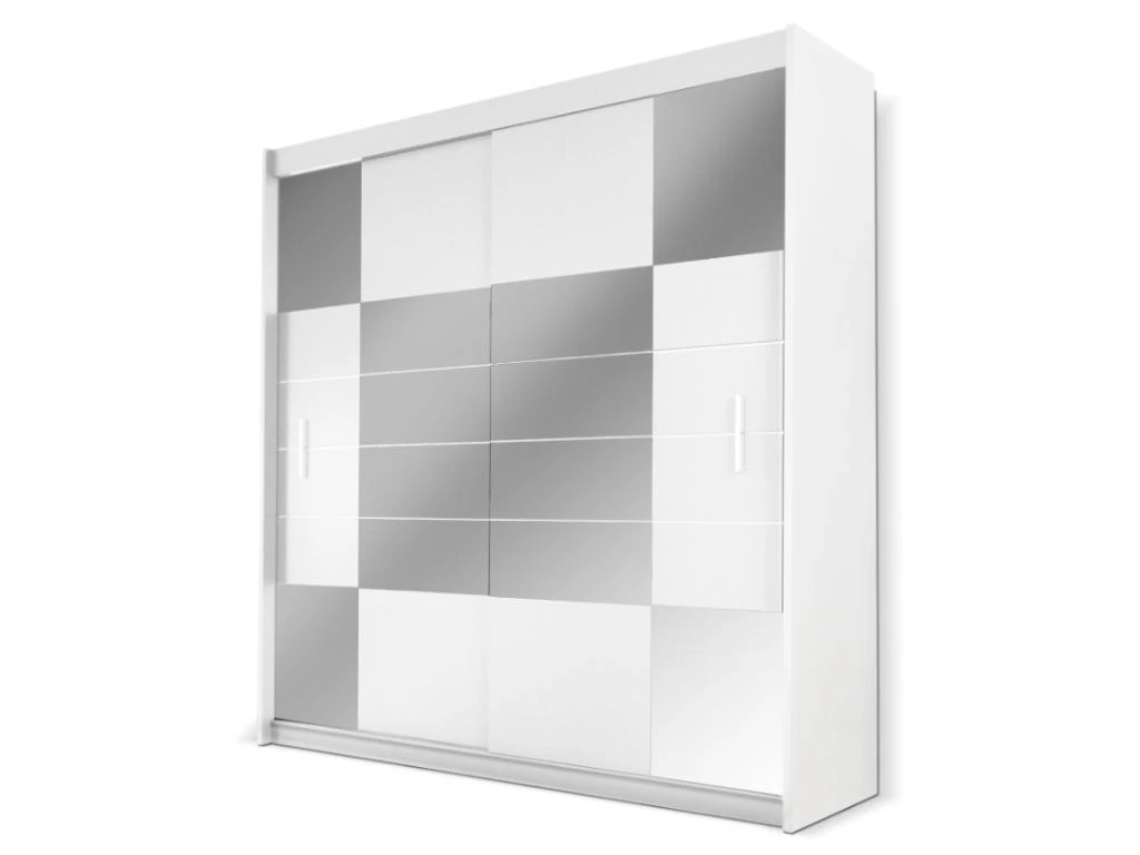 Armoire 2 Portes Coulissantes - Avec Miroir - L203 Cm - Blanc - ROVINJA 4 Armoire 2 Portes Coulissantes - Avec Miroir - L203 Cm - Blanc - ROVINJA – Image 2