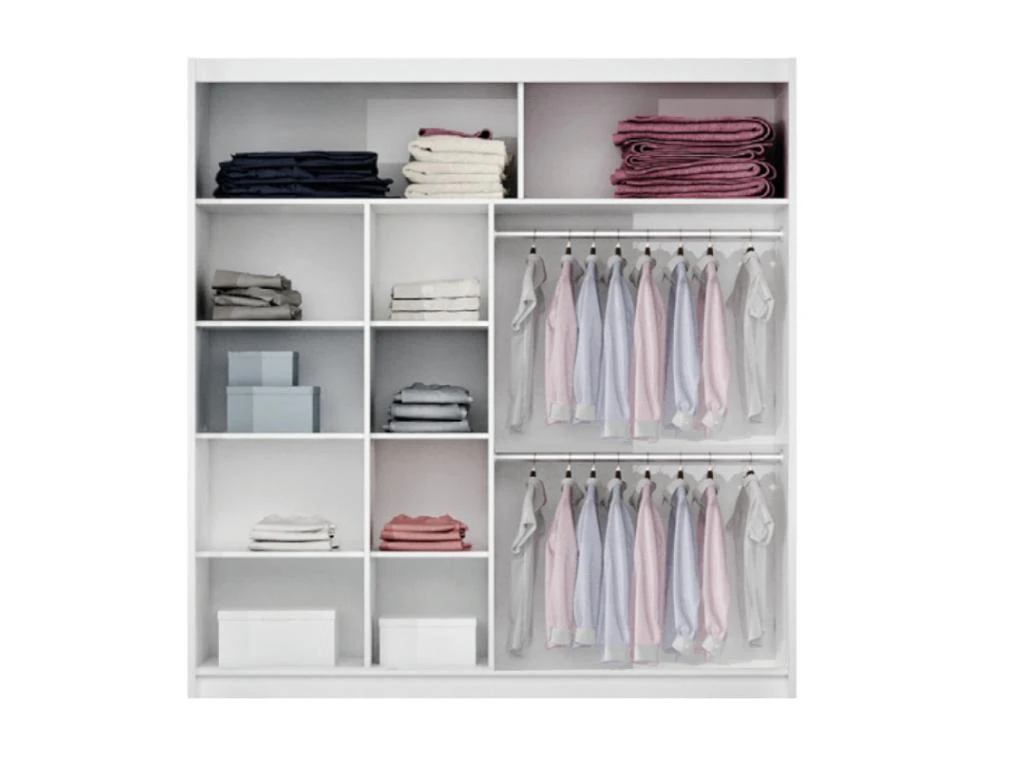 Armoire 2 Portes Coulissantes - Avec Miroir - L203 Cm - Blanc - ROVINJA 5 Armoire 2 Portes Coulissantes - Avec Miroir - L203 Cm - Blanc - ROVINJA – Image 3