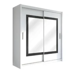 Armoire 2 Portes Coulissantes - Avec Miroir - L203 Cm - Coloris : Naturel - AUTLAN -Sominova Soldes Boutique armoire et dressing 500661