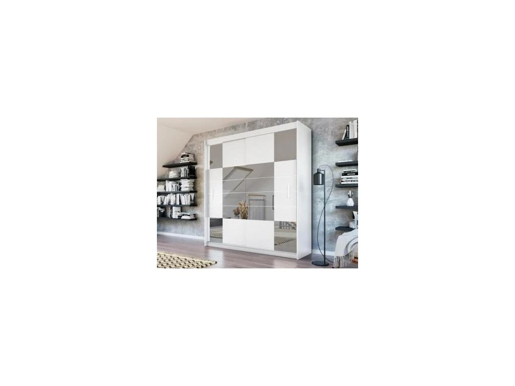 Armoire 2 Portes Coulissantes - Avec Miroir - L203 Cm - Blanc - ROVINJA 8 Armoire 2 Portes Coulissantes - Avec Miroir - L203 Cm - Blanc - ROVINJA – Image 6