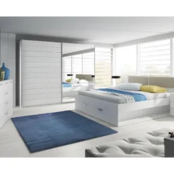 Armoire 2 Portes Coulissantes 220cm Coloris Blanc Avec Miroir. Collection FLOYD -Sominova Soldes Boutique armoire et dressing 8968363