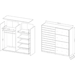Armoire 2 Portes Coulissantes 220cm Coloris Blanc Avec Miroir. Collection FLOYD -Sominova Soldes Boutique armoire et dressing 8968367