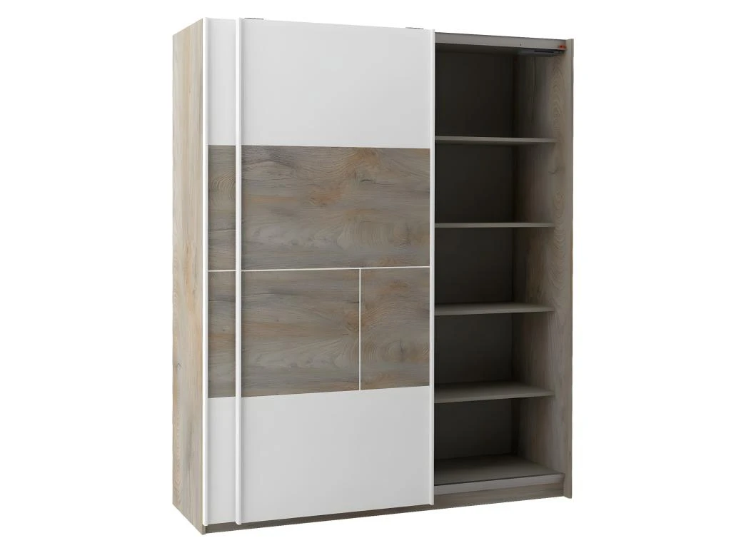 NINO LIGHT - Armoire Effet Bois Portes Coulissantes Avec Frein 5 NINO LIGHT - Armoire Effet Bois Portes Coulissantes Avec Frein â Image 3