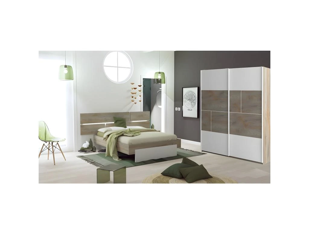 NINO LIGHT - Armoire Effet Bois Portes Coulissantes Avec Frein 7 NINO LIGHT - Armoire Effet Bois Portes Coulissantes Avec Frein â Image 5