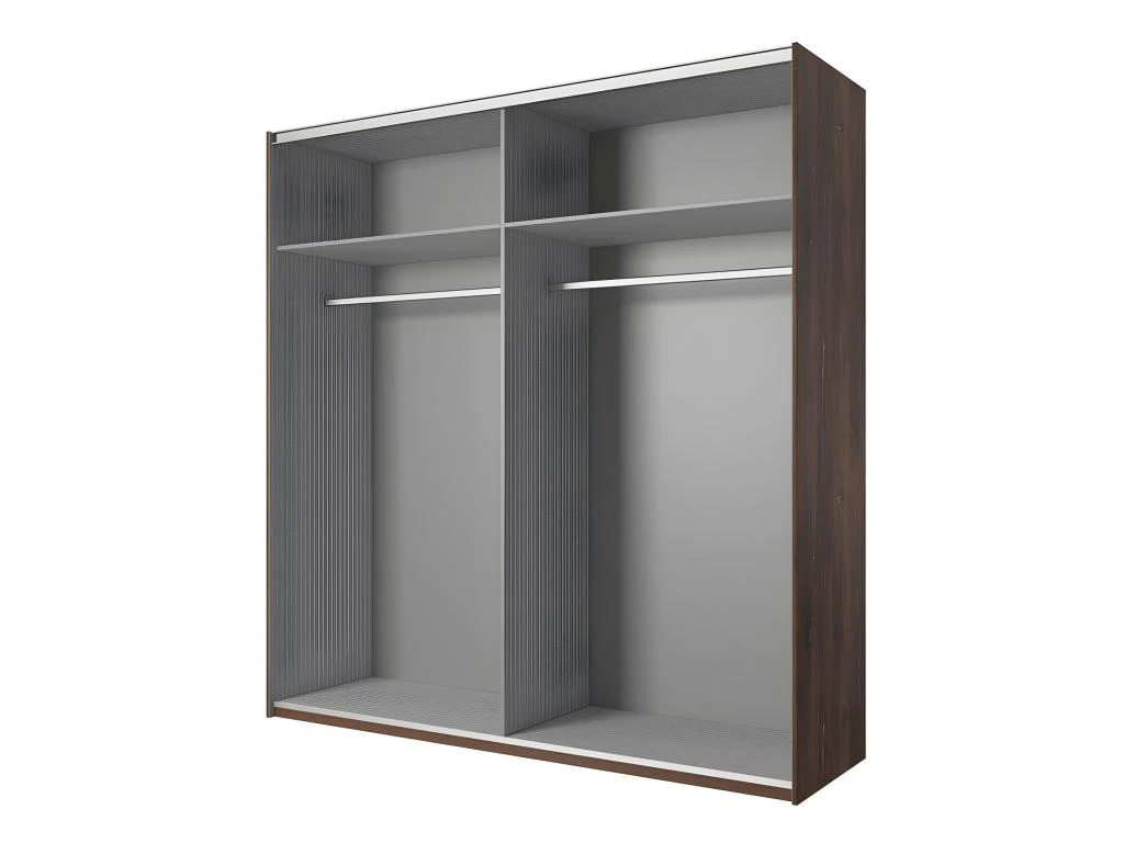 Armoire 200cm. 2 Portes Coulissantes Avec Miroirs Couleur Chêne Foncé Et Noir. Collection FOX 4 Armoire 200cm. 2 Portes Coulissantes Avec Miroirs Couleur Chêne Foncé Et Noir. Collection FOX – Image 2