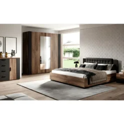 Armoire 200cm. 2 Portes Coulissantes Avec Miroirs Couleur Chêne Foncé Et Noir. Collection FOX 9 Armoire 200cm. 2 Portes Coulissantes Avec Miroirs Couleur Chêne Foncé Et Noir. Collection FOX -Sominova Soldes Boutique armoire et dressing 8968427