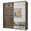 Armoire 230cm Avec Miroirs, Portes Coulissantes. LED Et Pack étagères Inclus. Collection KEITH. Coloris Chêne Foncé -Sominova Soldes Boutique armoire et dressing 8968463