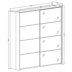 Armoire 230cm Avec Miroirs, Portes Coulissantes. LED Et Pack étagères Inclus. Collection KEITH. Coloris Chêne Foncé -Sominova Soldes Boutique armoire et dressing 8968471