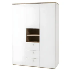 Armoire 3 Portes 3 Tiroirs Et 2 Niches Blanc Enfant Ado - GABRIEL
