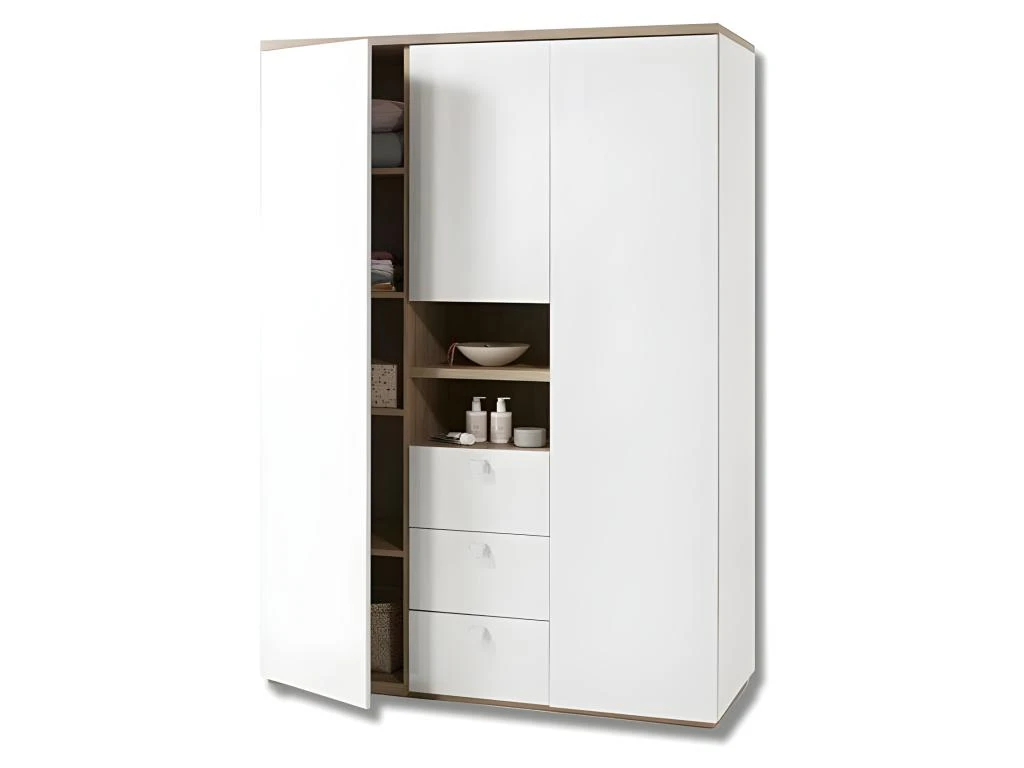 Armoire 3 Portes 3 Tiroirs Et 2 Niches Blanc Enfant Ado - GABRIEL 4 Armoire 3 Portes 3 Tiroirs Et 2 Niches Blanc Enfant Ado - GABRIEL – Image 2
