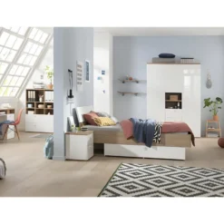 Armoire 3 Portes 3 Tiroirs Et 2 Niches Blanc Enfant Ado - GABRIEL 10 Armoire 3 Portes 3 Tiroirs Et 2 Niches Blanc Enfant Ado - GABRIEL -Sominova Soldes Boutique armoire et dressing 8968665