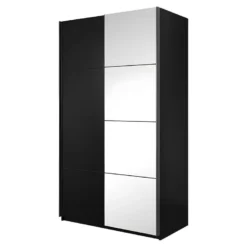 Armoire Design 150cm. 2 Portes Avec Miroirs Modulables. Couleur Noir Mat. Collection EOS