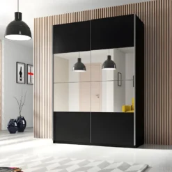 Armoire Design 150cm. 2 Portes Avec Miroirs Modulables. Couleur Noir Mat. Collection EOS 9 Armoire Design 150cm. 2 Portes Avec Miroirs Modulables. Couleur Noir Mat. Collection EOS -Sominova Soldes Boutique armoire et dressing 8968695