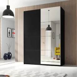 Armoire Design 150cm. 2 Portes Avec Miroirs Modulables. Couleur Noir Mat. Collection EOS 10 Armoire Design 150cm. 2 Portes Avec Miroirs Modulables. Couleur Noir Mat. Collection EOS -Sominova Soldes Boutique armoire et dressing 8968697