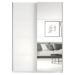Armoire Design 150cm. 2 Portes Avec Miroirs Modulables. Couleur Blanc Mat. Collection EOS -Sominova Soldes Boutique armoire et dressing 8968771