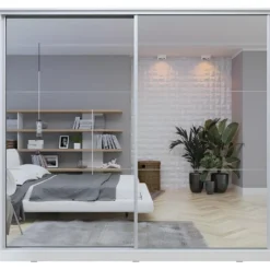 Armoire Blanche 200cm Avec Miroirs, Portes Coulissantes. Collection CALABRE. 10 Armoire Blanche 200cm Avec Miroirs, Portes Coulissantes. Collection CALABRE. -Sominova Soldes Boutique armoire et dressing 8979217