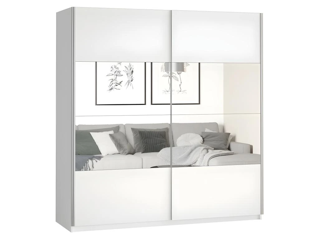 Armoire Design 200cm. 2 Portes Avec Miroirs Modulables. Couleur Blanc Mat. Collection EOS 3 Armoire Design 200cm. 2 Portes Avec Miroirs Modulables. Couleur Blanc Mat. Collection EOS