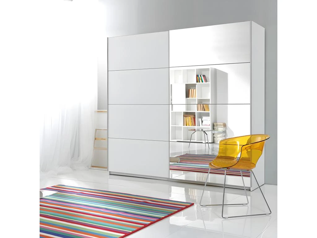 Armoire Design 200cm. 2 Portes Avec Miroirs Modulables. Couleur Blanc Mat. Collection EOS 4 Armoire Design 200cm. 2 Portes Avec Miroirs Modulables. Couleur Blanc Mat. Collection EOS – Image 2