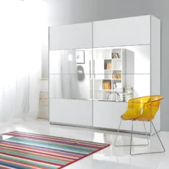 Armoire Design 200cm. 2 Portes Avec Miroirs Modulables. Couleur Blanc Mat. Collection EOS 9 Armoire Design 200cm. 2 Portes Avec Miroirs Modulables. Couleur Blanc Mat. Collection EOS -Sominova Soldes Boutique armoire et dressing 8979299
