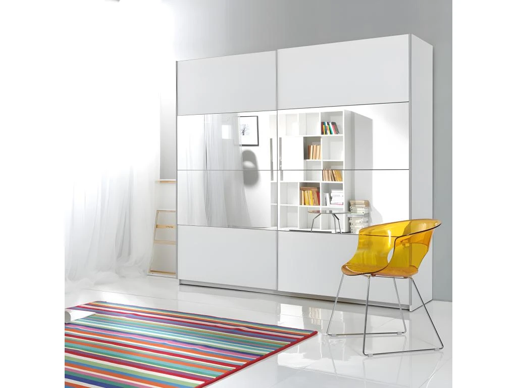 Armoire Design 200cm. 2 Portes Avec Miroirs Modulables. Couleur Blanc Mat. Collection EOS 5 Armoire Design 200cm. 2 Portes Avec Miroirs Modulables. Couleur Blanc Mat. Collection EOS – Image 3